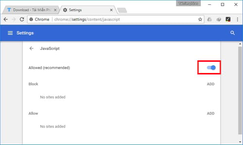 Bật/ tắt JavaScript trên Google Chrome, CocCoc, Firefox và IE