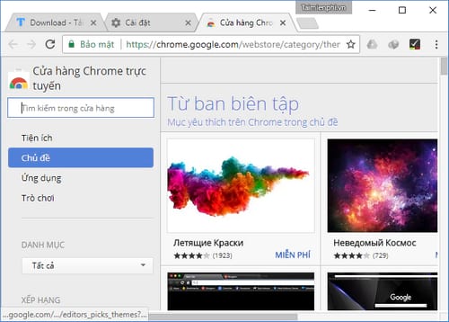 Đổi hình nền Google Chrome, thay theme trình duyệt web Google Chrome