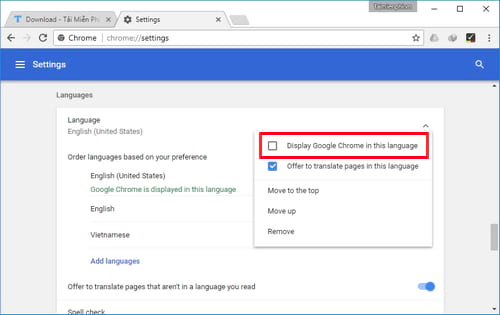 Đổi ngôn ngữ Google Chrome, thay languages Google Chrome
