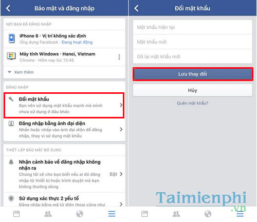 Đổi mật khẩu facebook trên điện thoại iPhone, SamSung, OPPO, Android