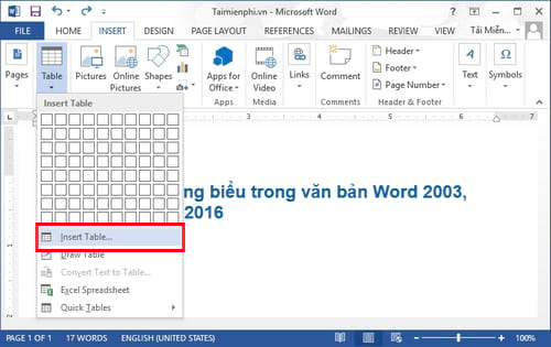 Cách Kẻ Bảng Trong Word, Chèn Bảng Biểu Trong Văn Bản Word 2019, 2003,