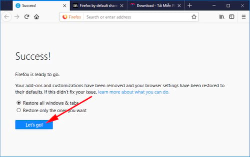 khoi phuc cai dat goc firefox
