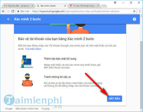 Bảo mật 2 lớp gmail, kích hoạt xác minh 2 bước trong gmail