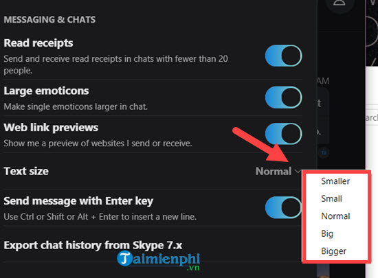 Cách thay đổi font, cỡ chữ trong phiên bản Skype mới