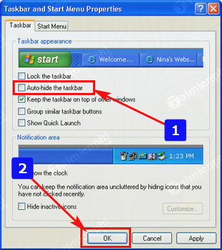 Cách ẩn hiện thanh Taskbar trên máy tính Windows