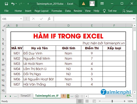 ham if trong Excel 