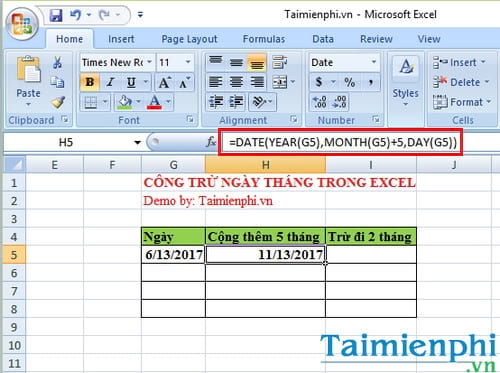 Cách cộng trừ ngày tháng trong Excel
